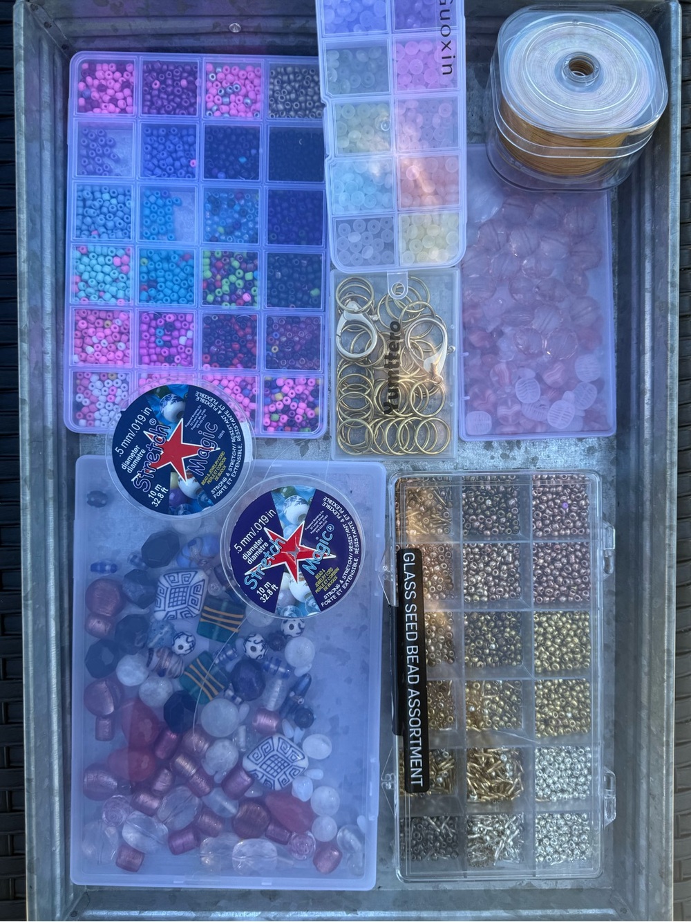 Bead Crafting Assortment - Pink and Purple Beads & Findings